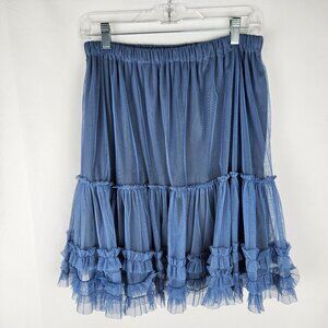 Talia Benson Italian Tulle Ruffled Tutu Skirt Blue Sz Small Medium Balletcore